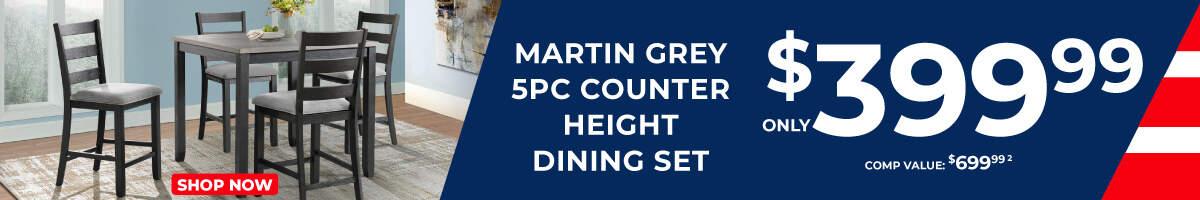 Martin Grey 5PC Counter height Dining Set Only 399.99. Comp Value 699.99. Shop now
