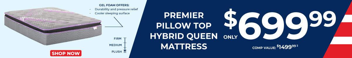 Firm, medium plush. Gel foam offers, posture and posture and pressure relief, cooler sleepign surface. Premeir Pillow top hybrid queen mattress only 699.99. Comp Value 1499.99.2. Shop Now.