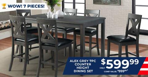 Wow 7 Pieces! Alex Grey 7PC Counter Height Dining Set only $599.99