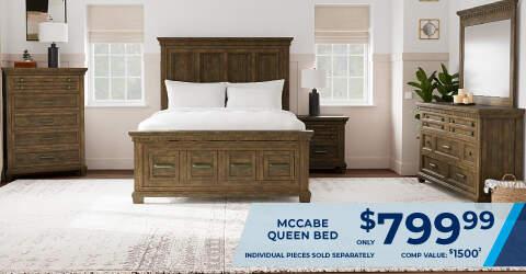 McCabe Queen Bed. Only $799.99 comp value 1500. Individual pieces sold separately.