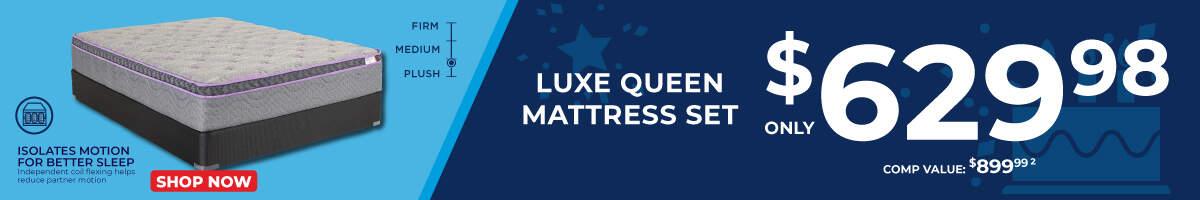 firm medium plush. Isolates motion for better sleep. Independent coil flexing helps reduce partner motion. Luxe queen mattress set only 629.98. Comp value 899.99.2.