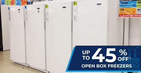 up to 45% off 1 open box freezers.