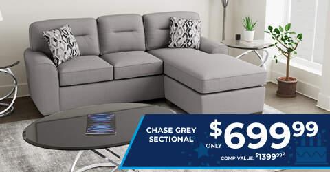 Chase Gry Sectional Only $699.99. Comp Value 1399.99.2.