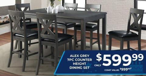 Alex 7pc counter height dining Set. Only 599.99 5PC comp value $999.99.2
