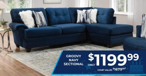 groovy navy sectional Only $1,199.99 Comp value $16799.99.2