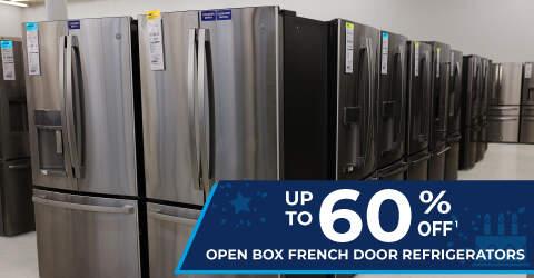 up to 60% off open box french door refrigerators.