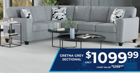 Gretna Grey Sectional only 1099.99. Comp value 1299.99.2