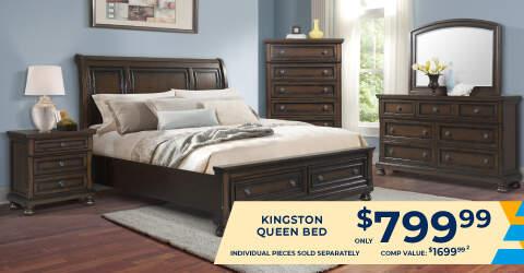 Kingston queen bed only 799.99. Individual pieces sold separately. Comp value 1699.99.1