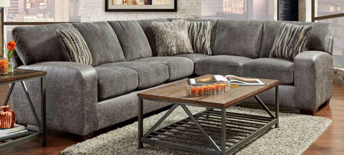 Grey Leather Sectional by American Freight