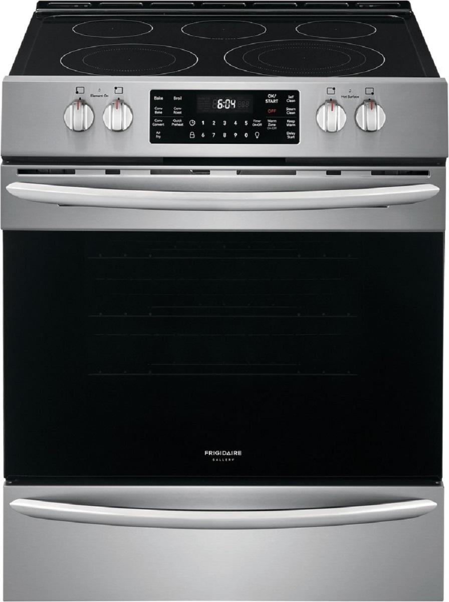 Frigidaire Gallery FGEH3047VF 30   Front Control Electric Range with Air Fry – Smudge-Proof  Stainless Steel