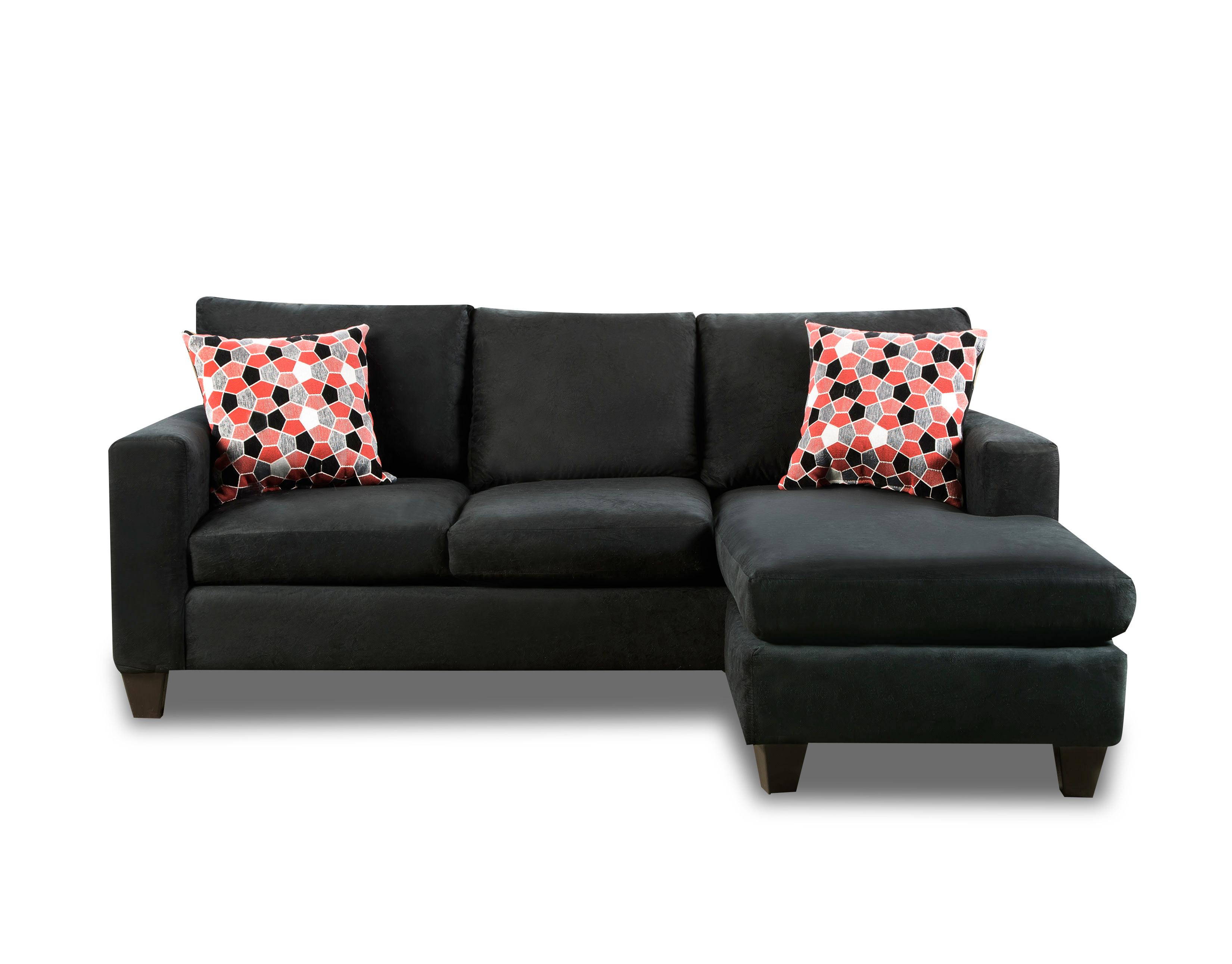Pash Black 2-Piece Sofa Chaise with Reversible Ottoman