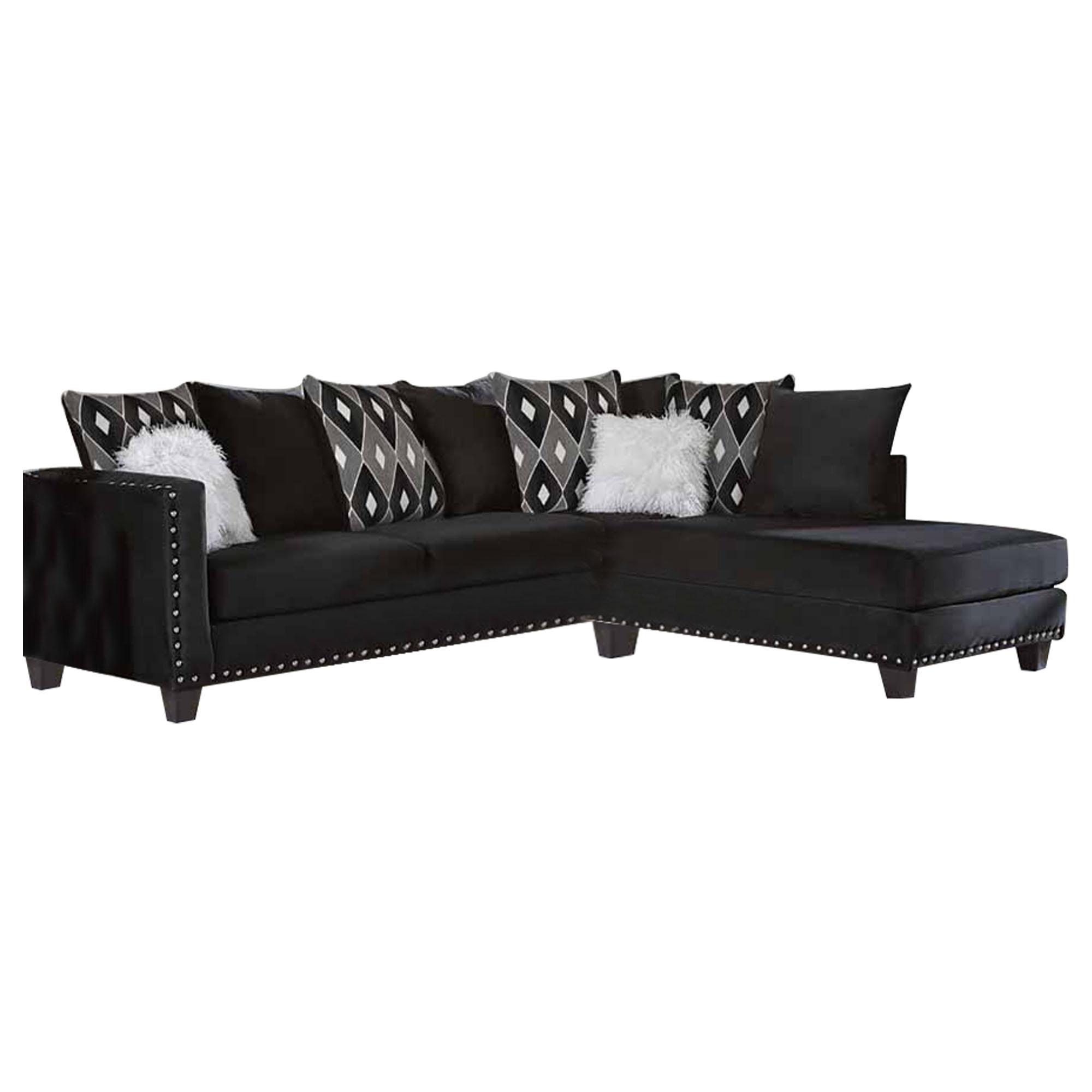 Othello Black 2-piece Sectional with Chaise