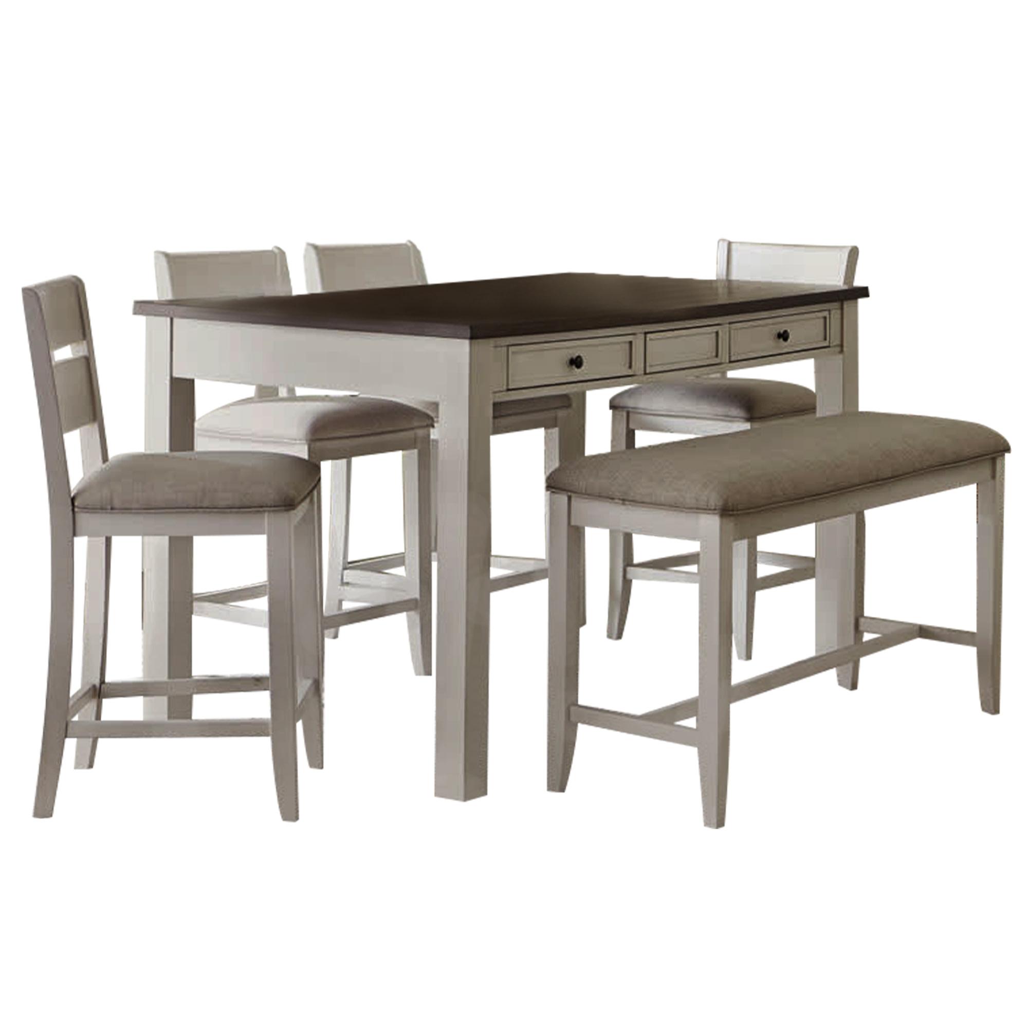 Kyle White 6 piece Counter Height Dining Set with Bench