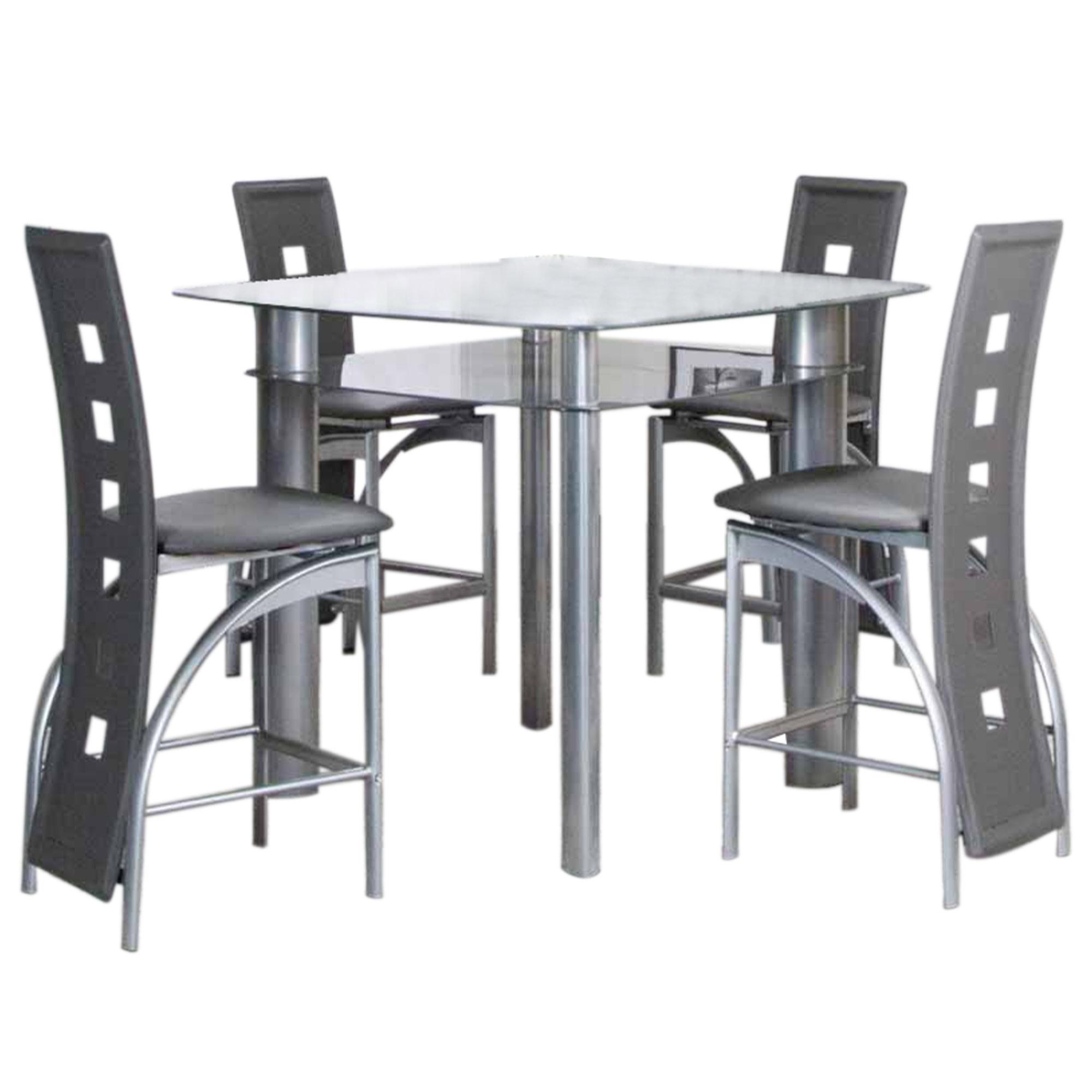 Valencia Glass Grey 5 piece Counter Height Dining Set