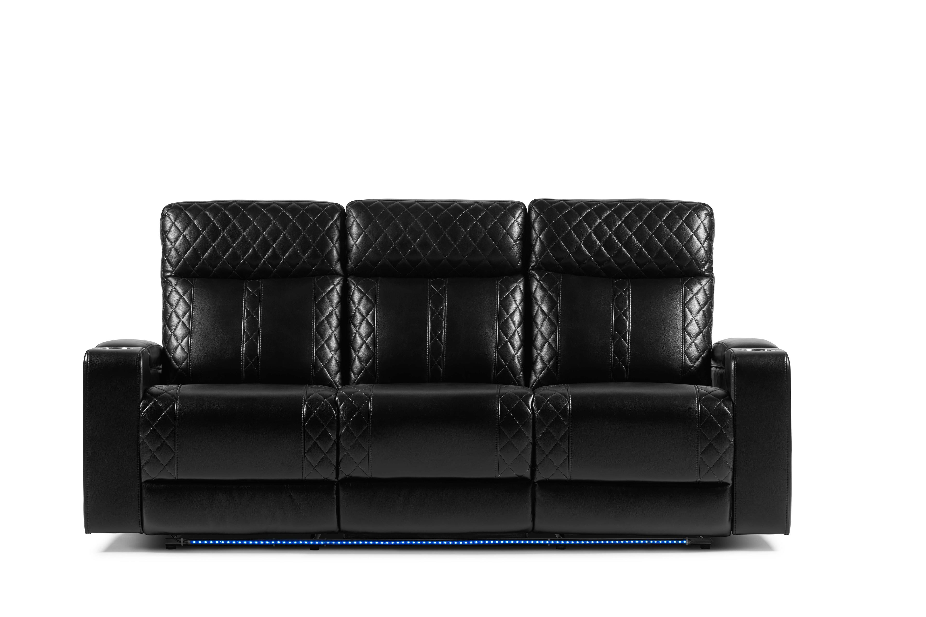 Maximo Black Transformer Reclining Sofa with LED