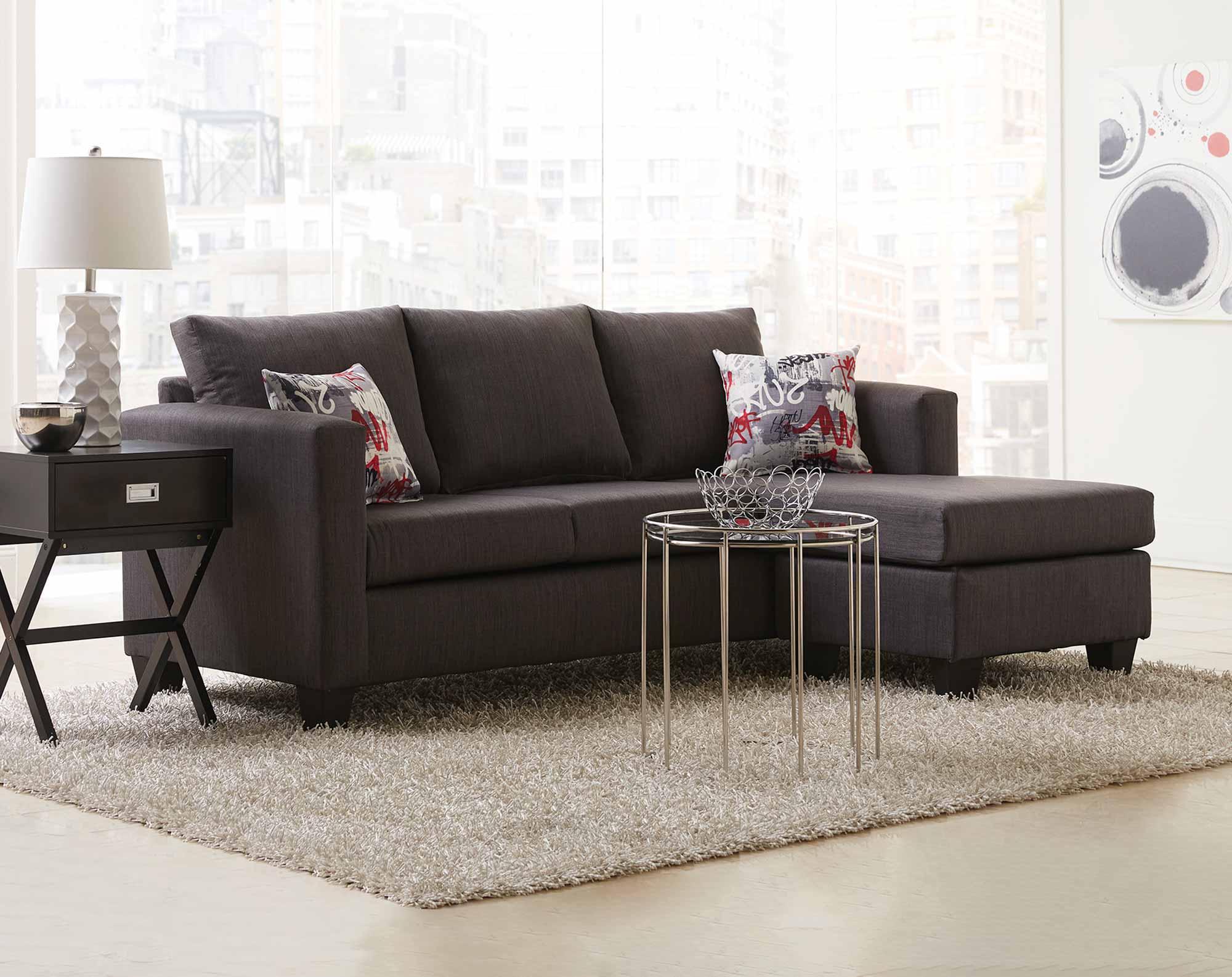 Beckham Grey 2-Piece Sofa Chaise With Reversible Ottoman