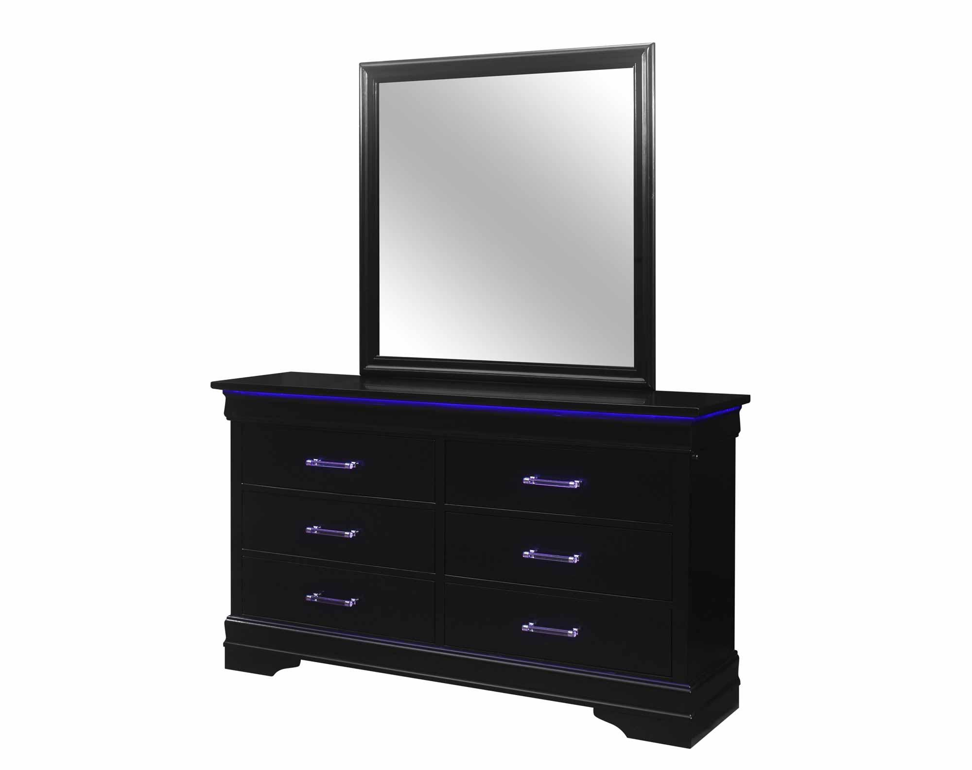 Charlie Black Dresser and Mirror with LED Lighting