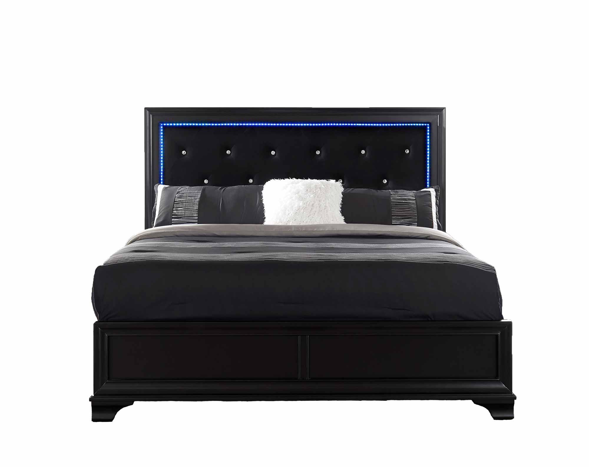Brooklyn Black Queen 5 Piece Bedroom Set with LED Lighting