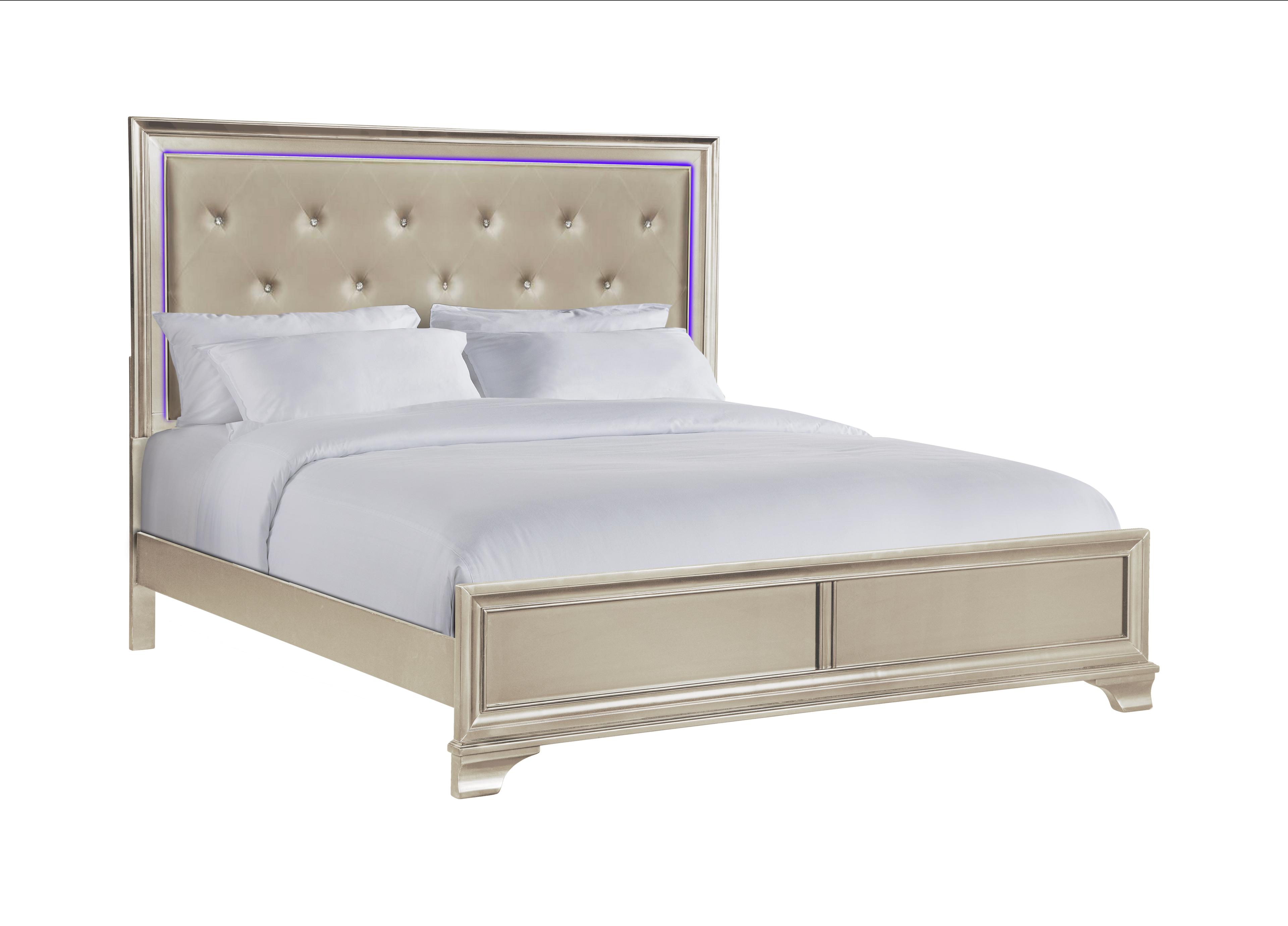 Brooklyn Champagne Queen Bed with LED Lighting
