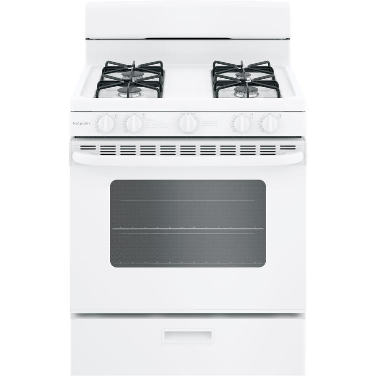 Hotpoint RGBS200DMWW 30" Free-Standing Gas Range with Cordless Battery Ignition - White